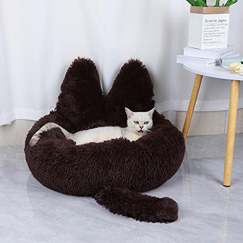 Niedliche flauschige Hundehütte, selbstwärmend, Plüsch-Donut-Welpen-/Kätzchenbett, gemütliches Katzenbett, Kuschelhöhle für Haustiere, Nisthöhle mit Ohren, weiches Kissen, Angstlinderung Niedliche flauschige Hundehütte, selbstwärmend, Plüsch-Donut-Welpen-/Kätzchenbett, gemütliches Katzenbett, Kuschelhöhle für Haustiere, Nisthöhle mit Ohren, weiches Kissen, Angstlinderung von YURRO