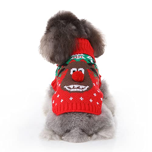 YURRO Weihnachtspullover für Haustiere, warmer Winterpullover für Teddyspitz, Weihnachtsfeiertag, Strickwaren, Kostüm für kleine, mittelgroße und große Hunde, Katzen von YURRO