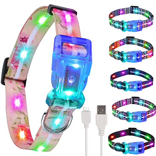 YUSHANG Seitenfreigabeschnalle Glühen Hundehalsband,USB Wiederaufladbares Wasserdichtes LED Halsband,Super Hell Blinkende Einstellbare Hundehalsband,Leucht Hundehalsband für Große Kleine Mittlere Hund von YUSHANG