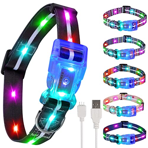 YUSHANG Side Release Schnalle LED Hundehalsband- Einstellbare Nachtlicht Up Hundehalsband-USB wiederaufladbare wasserdichte Hundehalsband Licht (L (Hals:14.17-24.8",Bandbreite:1"), Schwarz) von YUSHANG