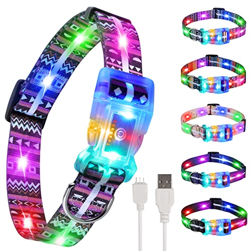 YUSHANG Leuchthalsband Hund,Wiederaufladbar Wasserdicht Hundehalsband Leuchtend LED,2-in-1 Schnalle Typ Hundehalsband Leuchtend für für Hunde Kleine oder Katzen- XS(7-15 * 0.78 Zoll Länge schneidbar) von YUSHANG