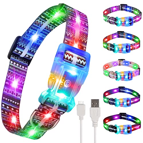 YUSHANG Leuchtende Hundehalsbänder, LED-Hundehalsband, wiederaufladbar, wasserdicht, Schnalle, leuchtendes Halsband für mittelgroße und große Hunde (Bohemian-Blau, XS (Halsumfang 17,8 - 38,1 cm kann YUSHANG Leuchtende Hundehalsbänder, LED-Hundehalsband, wiederaufladbar, wasserdicht, Schnalle, leuchtendes Halsband für mittelgroße und große Hunde (Bohemian-Blau, XS (Halsumfang 17,8 - 38,1 cm kann von YUSHANG