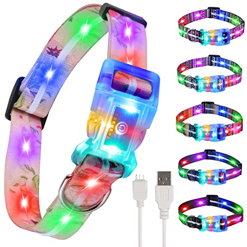 YUSHANG Leuchthalsband Hund,Wiederaufladbar Wasserdicht Hundehalsband Leuchtend LED,2-in-1 Schnalle Typ Hundehalsband Leuchtend für Hunde Kleine und Mittel- M(10-17 * 0.98 Zoll Länge schneidbar) von YUSHANG