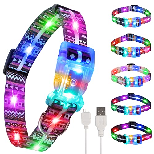 YUSHANG Leuchthalsband Hund,Wiederaufladbar Wasserdicht Hundehalsband Leuchtend LED,2-in-1 Schnalle Typ Hundehalsband Leuchtend für Hunde Kleine und Mittel- M(10-17 * 0.98 Zoll Länge schneidbar) von YUSHANG