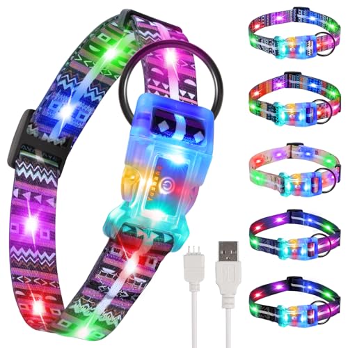 YUSHANG Leuchthalsband Hund,Wiederaufladbar Wasserdicht Hundehalsband Leuchtend LED,2-in-1 Schnalle Typ Hundehalsband Leuchtend für Hunde Mittel und große- XL(15-25 * 0.98 Zoll Länge schneidbar) von YUSHANG