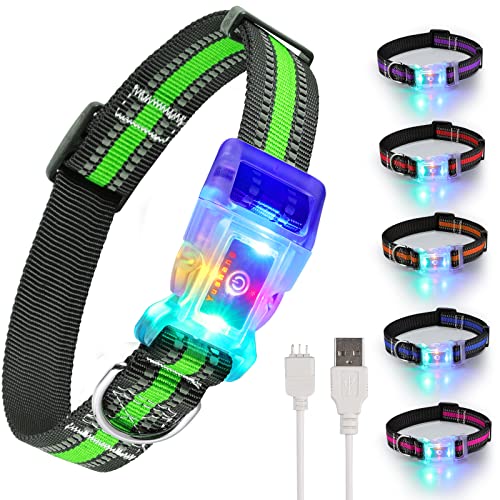 YUSHANG Sicherheitsschnalle mit LED-Hundehalsband,Verstellbares Nachtlicht-Hundehalsband,Wiederaufladbares wasserdichtes USB-Hundehalsbandlicht von YUSHANG