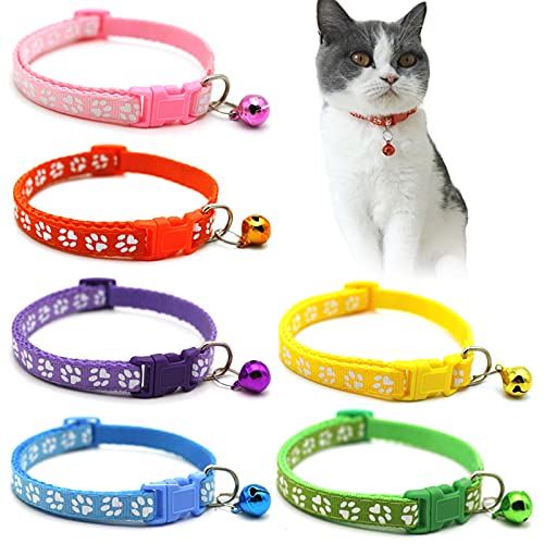 YUTOU 6 Stück Katzenhalsband mit Sicherheitsverschluss und Glöckchen Schnellverschluss Katzenhalsband Verstellbar Nylon Katzenhalsband mit süßem Katzenpfotenmuster Verstellbar 21~33cm YUTOU 6 Stück Katzenhalsband mit Sicherheitsverschluss und Glöckchen Schnellverschluss Katzenhalsband Verstellbar Nylon Katzenhalsband mit süßem Katzenpfotenmuster Verstellbar 21~33cm von YUTOU