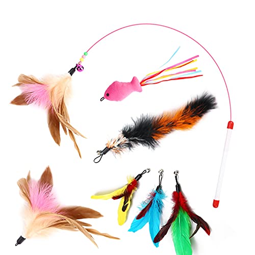 YUTOU Katzenspielzeug Set Katzen Spielsachen mit 1 Katzenangel und 5 Katzenangel Ersatz Glocken Interaktives Katzenspielzeug Spielzeug mit Federn YUTOU Katzenspielzeug Set Katzen Spielsachen mit 1 Katzenangel und 5 Katzenangel Ersatz Glocken Interaktives Katzenspielzeug Spielzeug mit Federn von YUTOU