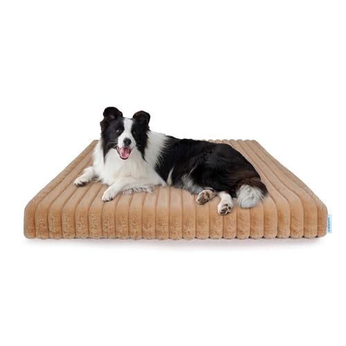 YUUHENG Chicute Wasserdichtes orthopädisches XL-Hundebett, Eierschaum-stützendes Hundebett mit waschbarem Bezug, Cord-Fleece, superweiches Haustierbett, Möbel für drinnen (111,8 x 81,3 cm, Braun) von YUUHENG