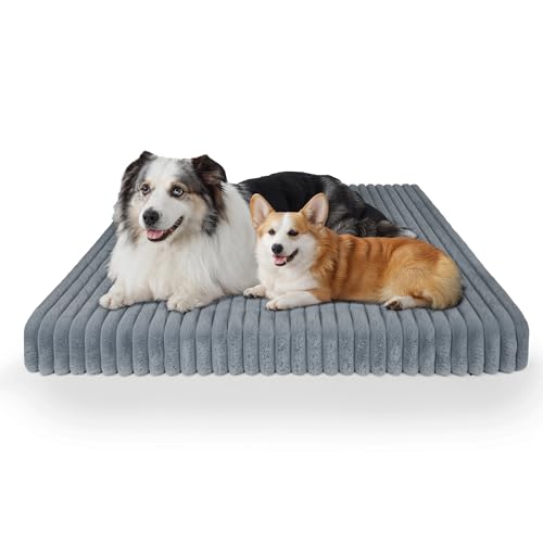 YUUHENG Chicute Wasserdichtes orthopädisches XL-Hundebett, Eierschaum-stützendes Hundekäfig-Bett mit waschbarem Bezug, Cord-Fleece, superweiches Haustierbett, Möbel für drinnen (104,1 x 68,6 cm, Grau) YUUHENG Chicute Wasserdichtes orthopädisches XL-Hundebett, Eierschaum-stützendes Hundekäfig-Bett mit waschbarem Bezug, Cord-Fleece, superweiches Haustierbett, Möbel für drinnen (104,1 x 68,6 cm, Grau) von YUUHENG