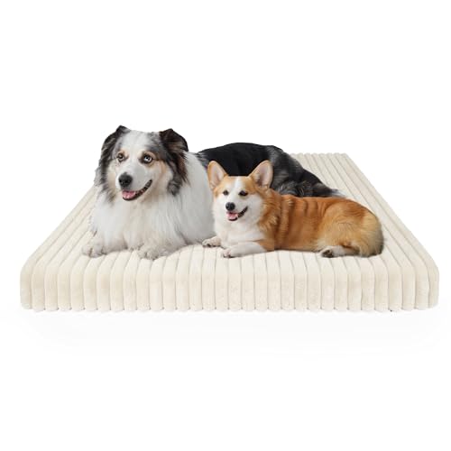 YUUHENG Chicute Wasserdichtes orthopädisches XL-Hundebett, Eierschaum-stützendes Hundekäfig-Bett mit waschbarem Bezug, Cord-Fleece, superweiches Haustierbett, Möbel für drinnen (104,1 x 68,6 cm, Beige YUUHENG Chicute Wasserdichtes orthopädisches XL-Hundebett, Eierschaum-stützendes Hundekäfig-Bett mit waschbarem Bezug, Cord-Fleece, superweiches Haustierbett, Möbel für drinnen (104,1 x 68,6 cm, Beige von YUUHENG