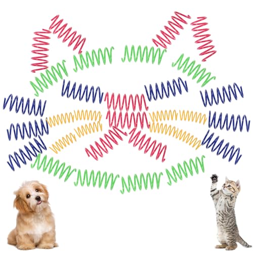 32 Stück Katze Spielzeug, 4 Farben Katzenspielzeug Cat Toys Lustige Spiralen Katzen Spiralen Interaktives Spielzeug für Katzen, Spielzeug Katze Kleine Spirale Katze Lindert Langeweile zu Hause von YUWJOOWEE