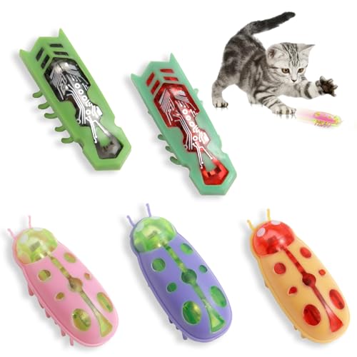 Elektrischer Käfer Katzenspielzeug MiniKäfer Marienkäfer Spielzeug Käfer Katzenspielzeug Interaktive Wanze KatzenspielzeugKäfer Haustier Lustiges Spielspielzeug für Katzen Kätzchen Training,5 Stück von YUWJOOWEE