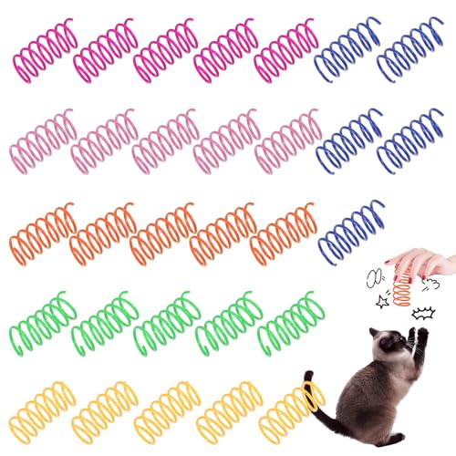 30 Stück Katzen Spielzeug, 6 Farben Lustige Katze Spirale Spielzeug Katzen Spiralen Spielzeug Interaktives Katzen Spirale katzen spiele, Cat Toys Katzen Spiralfeder Lindert Langeweile Allein zu Hause von YUWJOOWEE
