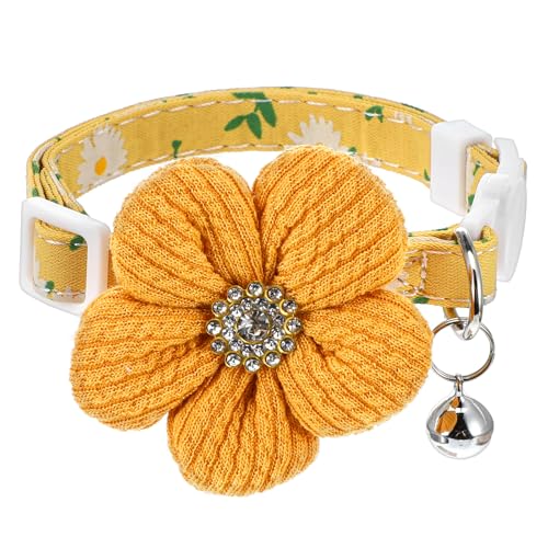 YUXIANLB 1 x kleines Hundehalsband, Welpenhalsband mit Blumendekoration, niedliches Haustierhalsband mit Glöckchen, weiche Katze, verstellbare Halsbänder, kleine weibliche Kätzchen, Hunde, Tier YUXIANLB 1 x kleines Hundehalsband, Welpenhalsband mit Blumendekoration, niedliches Haustierhalsband mit Glöckchen, weiche Katze, verstellbare Halsbänder, kleine weibliche Kätzchen, Hunde, Tier von YUXIANLB