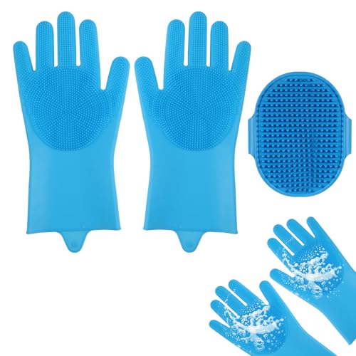 YUXIANLB 2 teiliges Haustierpflegeset Hundewaschhandschuhe mit verbessertem Fünf Finger Design und Silikon Badebürste zur Haarentfernung Massage Enthaarungshandschuh für Hunde Katzen und Pferde YUXIANLB 2 teiliges Haustierpflegeset Hundewaschhandschuhe mit verbessertem Fünf Finger Design und Silikon Badebürste zur Haarentfernung Massage Enthaarungshandschuh für Hunde Katzen und Pferde von YUXIANLB