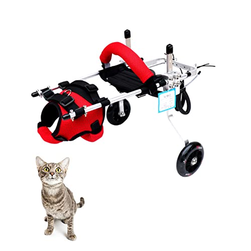 Katzen-Rollstuhl, leichter 2 Rollen Haustier-Rollstuhl, verstellbare Katzen-Barriere-Räder für Rehabilitationshilfe für die Rückenbeine des Alterns, Arthritis, schwache Katzen/Haustiere (S) von YUXun YX