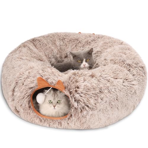 YUYAFN Katzentunnelbett für Indoor-Katzen, weicher Plüsch, Peekaboo Katzenhöhle, Donut-Tunnel für Kätzchen, Welpen, Kaninchen, Frettchen YUYAFN Katzentunnelbett für Indoor-Katzen, weicher Plüsch, Peekaboo Katzenhöhle, Donut-Tunnel für Kätzchen, Welpen, Kaninchen, Frettchen von YUYAFN