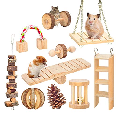 YUYAN Hamster-Kauspielzeug aus natürlichem Holz, zum Aufhängen, für kleine Tiere, Eichhörnchen, Chinchilla, Ratten, 10 Stück von YUYAN