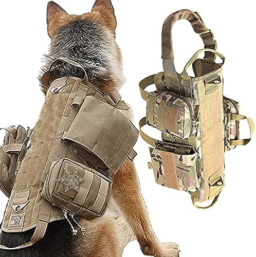 Taktisches Hundegeschirr Mit Beutelweste, K9-Militär-Hundegeschirrweste, Verstellbares Outdoor-Trainings-Molle-Hundegeschirr, Taktische Haustierausrüstung.,CP,XL,YUYANAIAI von YUYANAIAO