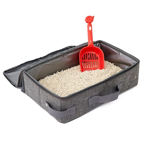 Katzentoilette, Faltbare Katzentoilette mit Großem Fassungsvermögen für Katzen, Auslaufsichere Tragbare Katzen-Reisetoilette mit Wasserfester PEVA-Folie, mit Netzbeutel (Stil 2) von YUYTE