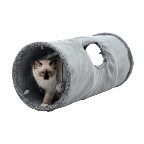 Wildleder-Katzentunnelspielzeug, Faltbares Peekaboo-Tunnelrohr für Hauskatzen, Selbstunterhaltender Ball, Weich und Zart, Katzencafé, Familie mit Katzen (S) von YUYTE