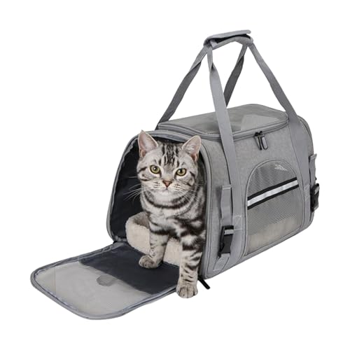 YUYTE Haustiertragetasche, Tragbare Katzentragetasche, Katzentransportbox mit Abnehmbarem Plüschkissen, Katzentransporttasche für Kleine Hunde und Katzen, Atmungsaktive Tasche für Haustierreisen YUYTE Haustiertragetasche, Tragbare Katzentragetasche, Katzentransportbox mit Abnehmbarem Plüschkissen, Katzentransporttasche für Kleine Hunde und Katzen, Atmungsaktive Tasche für Haustierreisen von YUYTE