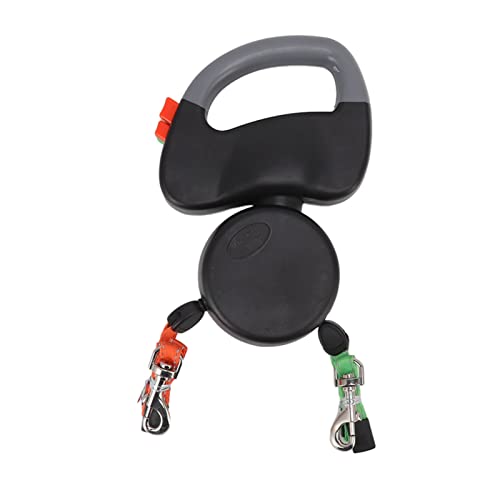 YUYTE Retractable Dog-Leine Dual-Haustier-Leine mit Einem Handbremse und Reflektierendem Seil für Gehen 2 Hunde Gleichzeitig (Black) von YUYTE