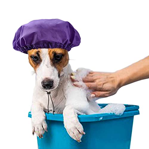 YUYUSO 2 Pack Dog Shower Cap Bath Cap Waterproof Shower Hat for Washing Raining Dogs Ear Prevention Cover Guard von YUYUSO
