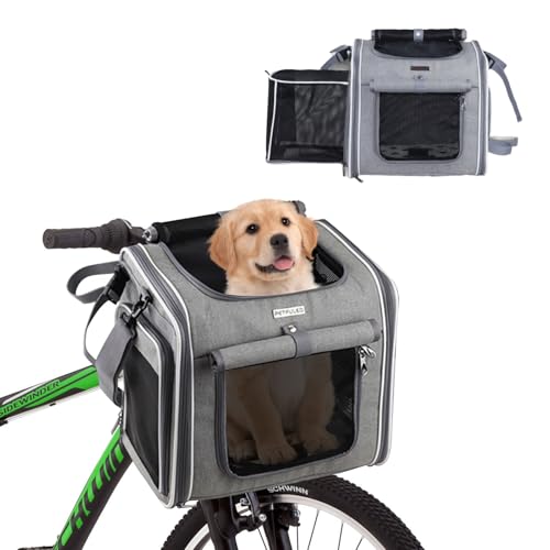 YUZINO Hundekorb für Fahrrad, abnehmbarer erweiterbarer Hundefahrradkorb mit 4 atmungsaktiven Netzfenstern, Haustier-Fahrradkorb mit verstellbarem Schultergurt für kleine Katzen und Hunde (hält bis zu YUZINO Hundekorb für Fahrrad, abnehmbarer erweiterbarer Hundefahrradkorb mit 4 atmungsaktiven Netzfenstern, Haustier-Fahrradkorb mit verstellbarem Schultergurt für kleine Katzen und Hunde (hält bis zu von YUZINO