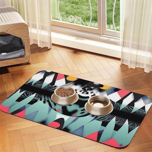 Abstrakte Geometrie Art1 Futtermatte für Hunde und Katzen, saugfähig, Leder, Tischdecke für Wassernapf, wasserdicht, keine Flecken, schnell trocknend, rutschfest, 60 x 40 cm Abstrakte Geometrie Art1 Futtermatte für Hunde und Katzen, saugfähig, Leder, Tischdecke für Wassernapf, wasserdicht, keine Flecken, schnell trocknend, rutschfest, 60 x 40 cm von YVNKHKU