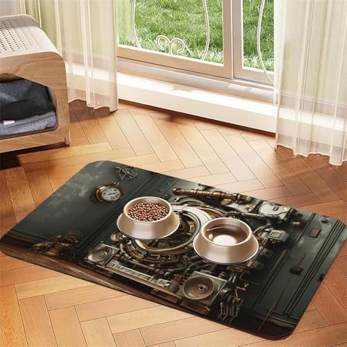 Bank Vault Gate, Futtermatte für Hunde und Katzen, saugfähig, Leder, Tischdecke für Wassernapf, wasserdicht, keine Flecken, schnell trocknend, rutschfest, 60 x 40 cm von YVNKHKU