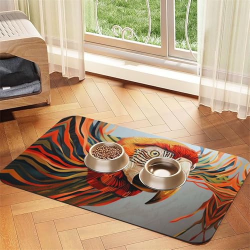 Bunte Vögel, Futtermatte für Hunde und Katzen, saugfähig, Leder, Tischdecke für Wassernapf, wasserdicht, keine Flecken, schnell trocknend, rutschfest, 45 x 30 cm Bunte Vögel, Futtermatte für Hunde und Katzen, saugfähig, Leder, Tischdecke für Wassernapf, wasserdicht, keine Flecken, schnell trocknend, rutschfest, 45 x 30 cm von YVNKHKU
