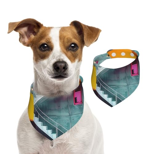Buntes Architektur-Haustier-Schal, Hundehalstuch, für Frühling und Sommer, weiche Baumwolle, verstellbares Zubehör für kleine, mittelgroße und große Mädchen, Jungen, Welpen, klein von YVNKHKU