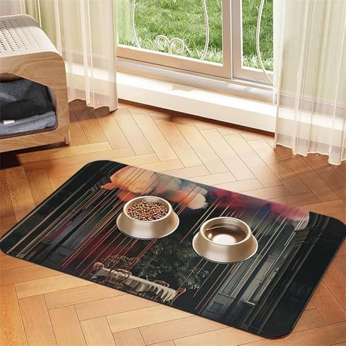 Cloud Cafe Futtermatte für Hunde und Katzen, saugfähig, Leder, Tischdecke für Wassernapf, wasserdicht, keine Flecken, schnell trocknend, rutschfest, 60 x 40 cm Cloud Cafe Futtermatte für Hunde und Katzen, saugfähig, Leder, Tischdecke für Wassernapf, wasserdicht, keine Flecken, schnell trocknend, rutschfest, 60 x 40 cm von YVNKHKU