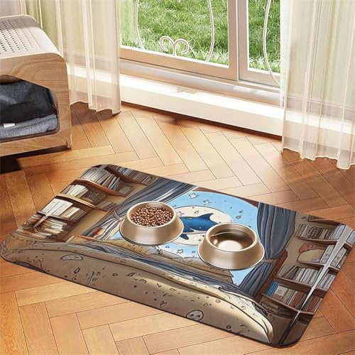 Delfin-Illustration Haustier-Futtermatte für Hunde und Katzen, saugfähig, Leder, Tischdecke für Wassernapf, wasserdicht, keine Flecken, schnell trocknend, rutschfest, 60 x 40 cm Delfin-Illustration Haustier-Futtermatte für Hunde und Katzen, saugfähig, Leder, Tischdecke für Wassernapf, wasserdicht, keine Flecken, schnell trocknend, rutschfest, 60 x 40 cm von YVNKHKU
