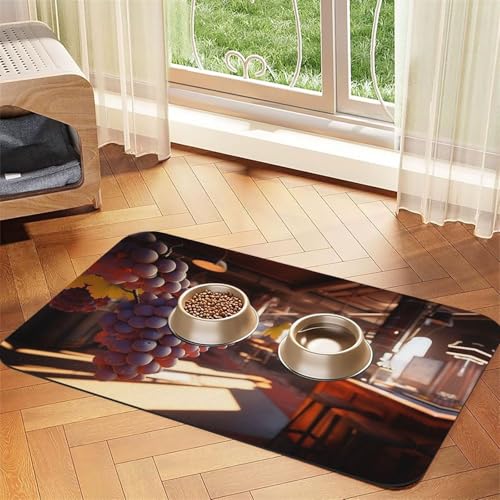 Delicious Grapes Futtermatte für Hunde und Katzen, saugfähig, Leder, Tischdecke für Wassernapf, wasserdicht, keine Flecken, schnell trocknend, rutschfest, 60 x 40 cm Delicious Grapes Futtermatte für Hunde und Katzen, saugfähig, Leder, Tischdecke für Wassernapf, wasserdicht, keine Flecken, schnell trocknend, rutschfest, 60 x 40 cm von YVNKHKU
