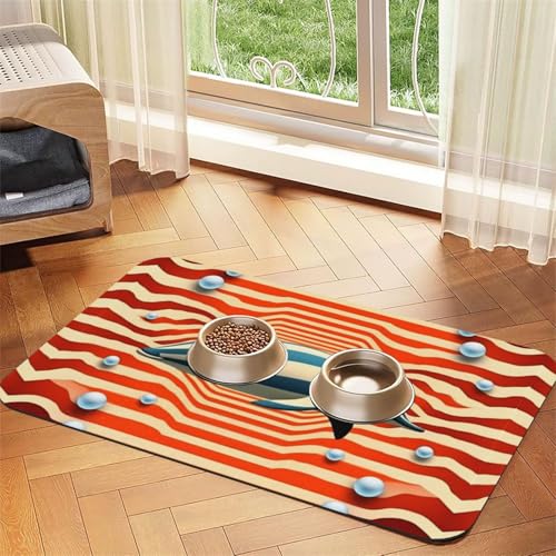 Delphin Retro-Grafik-Haustier-Futtermatte, für Hunde und Katzen, saugfähig, Leder, Tischdecke für Wassernapf, wasserdicht, keine Flecken, schnell trocknend, rutschfest, 60 x 40 cm Delphin Retro-Grafik-Haustier-Futtermatte, für Hunde und Katzen, saugfähig, Leder, Tischdecke für Wassernapf, wasserdicht, keine Flecken, schnell trocknend, rutschfest, 60 x 40 cm von YVNKHKU