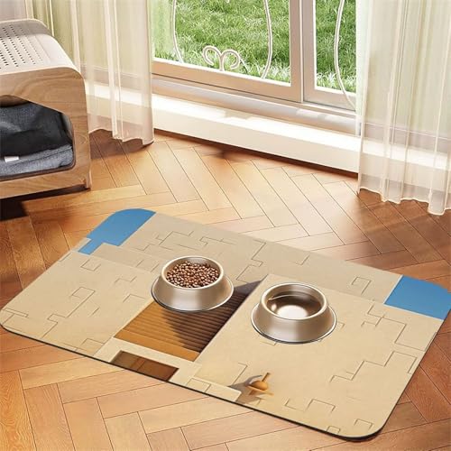 Desert Temple Futtermatte für Hunde und Katzen, saugfähig, Leder, Tischdecke für Wassernapf, wasserdicht, keine Flecken, schnell trocknend, rutschfest, 60 x 40 cm von YVNKHKU