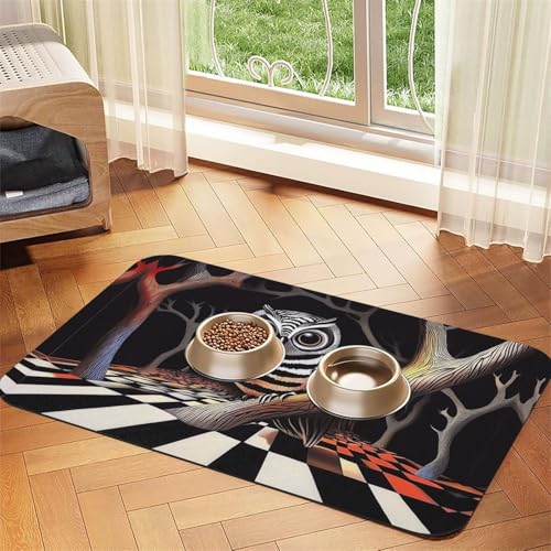 Die leuchtende weiße Eule Futtermatte für Hunde und Katzen, saugfähig, Leder, Tischdecke für Wassernapf, wasserdicht, keine Flecken, schnell trocknend, rutschfest, 45 x 30 cm Die leuchtende weiße Eule Futtermatte für Hunde und Katzen, saugfähig, Leder, Tischdecke für Wassernapf, wasserdicht, keine Flecken, schnell trocknend, rutschfest, 45 x 30 cm von YVNKHKU
