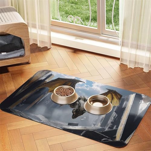 Dragon Wings Futtermatte für Hunde und Katzen, saugfähig, Leder, Tischdecke für Wassernapf, wasserdicht, keine Flecken, schnell trocknend, rutschfest, 45 x 30 cm Dragon Wings Futtermatte für Hunde und Katzen, saugfähig, Leder, Tischdecke für Wassernapf, wasserdicht, keine Flecken, schnell trocknend, rutschfest, 45 x 30 cm von YVNKHKU
