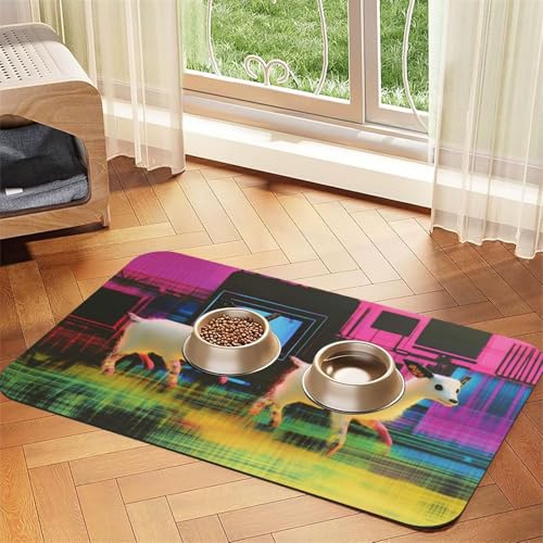 Dreamy Lamb Futtermatte für Hunde und Katzen, saugfähig, Leder, Tischdecke für Wassernapf, wasserdicht, keine Flecken, schnell trocknend, rutschfest, 45 x 30 cm Dreamy Lamb Futtermatte für Hunde und Katzen, saugfähig, Leder, Tischdecke für Wassernapf, wasserdicht, keine Flecken, schnell trocknend, rutschfest, 45 x 30 cm von YVNKHKU