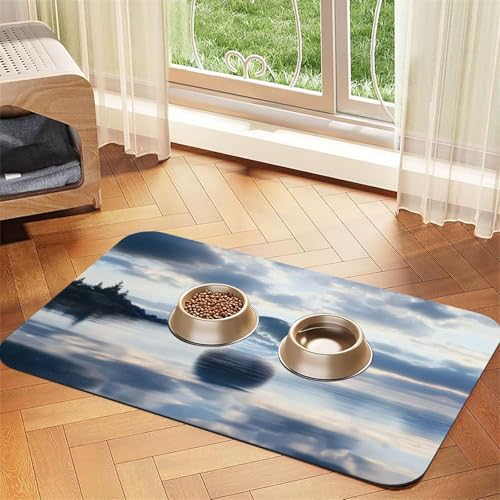 Dreamy Matte Malerei Haustier Fütterungsmatte Hund Katze Essen Futter saugfähige Ledertischdecke für Wassernapf und Wassernapf, wasserdicht, keine Flecken, schnell trocknend, rutschfest, 60 x 40 cm Dreamy Matte Malerei Haustier Fütterungsmatte Hund Katze Essen Futter saugfähige Ledertischdecke für Wassernapf und Wassernapf, wasserdicht, keine Flecken, schnell trocknend, rutschfest, 60 x 40 cm von YVNKHKU