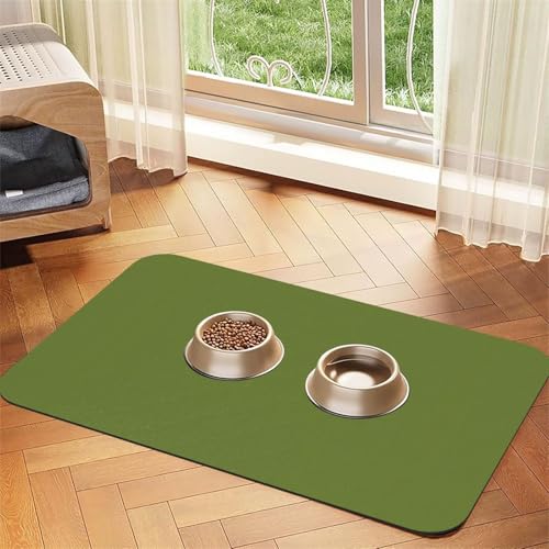 Dunkelgrüne Futtermatte für Hunde und Katzen, saugfähig, Leder, Tischdecke für Wassernapf, wasserdicht, keine Flecken, schnell trocknend, rutschfest, 45 x 30 cm Dunkelgrüne Futtermatte für Hunde und Katzen, saugfähig, Leder, Tischdecke für Wassernapf, wasserdicht, keine Flecken, schnell trocknend, rutschfest, 45 x 30 cm von YVNKHKU