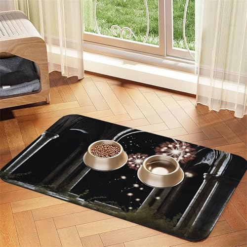 Dynamic Lighting Feuerwerk Futtermatte für Hunde und Katzen, saugfähig, Leder, Tischdecke für Wassernapf, wasserdicht, keine Flecken, schnell trocknend, rutschfest, 45 x 30 cm von YVNKHKU