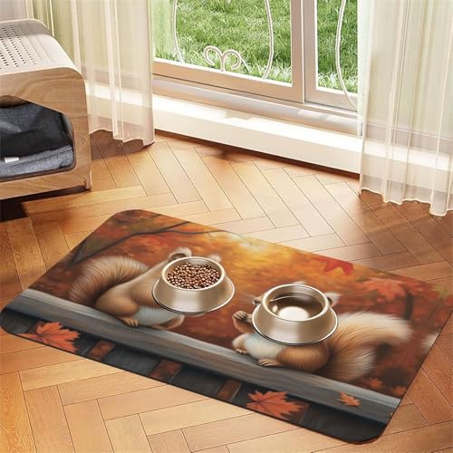 Eichhörnchen, Futtermatte für Hunde und Katzen, saugfähig, Leder, Tischdecke für Wassernapf, wasserdicht, keine Flecken, schnell trocknend, rutschfest, 60 x 40 cm, 1 Paar Eichhörnchen, Futtermatte für Hunde und Katzen, saugfähig, Leder, Tischdecke für Wassernapf, wasserdicht, keine Flecken, schnell trocknend, rutschfest, 60 x 40 cm, 1 Paar von YVNKHKU
