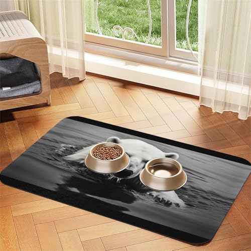 Eisbär auf der Wasseroberfläche, Futtermatte für Hunde und Katzen, saugfähig, Leder, Tischdecke für Wassernapf, wasserdicht, keine Flecken, schnell trocknend, rutschfest, 45 x 30 cm Eisbär auf der Wasseroberfläche, Futtermatte für Hunde und Katzen, saugfähig, Leder, Tischdecke für Wassernapf, wasserdicht, keine Flecken, schnell trocknend, rutschfest, 45 x 30 cm von YVNKHKU