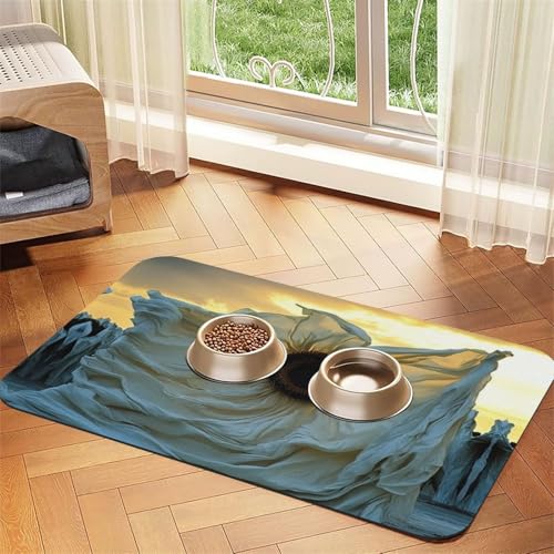 Eleganter Stoff mit Sonnenblumen-Hintergrund, Futtermatte für Hunde und Katzen, saugfähig, Leder, Tischdecke für Wassernapf, wasserdicht, keine Flecken, schnell trocknend, rutschfest, 60 x 40 cm Eleganter Stoff mit Sonnenblumen-Hintergrund, Futtermatte für Hunde und Katzen, saugfähig, Leder, Tischdecke für Wassernapf, wasserdicht, keine Flecken, schnell trocknend, rutschfest, 60 x 40 cm von YVNKHKU