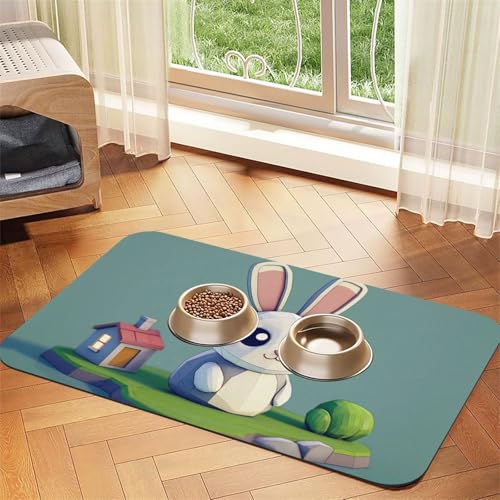 Elektronische Kaninchen-Füttermatte für Hunde und Katzen, saugfähig, Leder, Tischdecke für Wassernapf, wasserdicht, keine Flecken, schnell trocknend, rutschfest, 45 x 30 cm Elektronische Kaninchen-Füttermatte für Hunde und Katzen, saugfähig, Leder, Tischdecke für Wassernapf, wasserdicht, keine Flecken, schnell trocknend, rutschfest, 45 x 30 cm von YVNKHKU