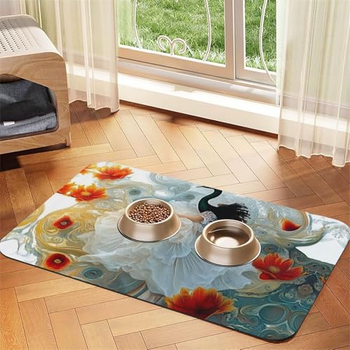Exquisite digitale Kunst-Futtermatte für Hunde und Katzen, saugfähig, Leder, Tischdecke für Wassernapf, wasserdicht, keine Flecken, schnell trocknend, rutschfest, 60 x 40 cm Exquisite digitale Kunst-Futtermatte für Hunde und Katzen, saugfähig, Leder, Tischdecke für Wassernapf, wasserdicht, keine Flecken, schnell trocknend, rutschfest, 60 x 40 cm von YVNKHKU